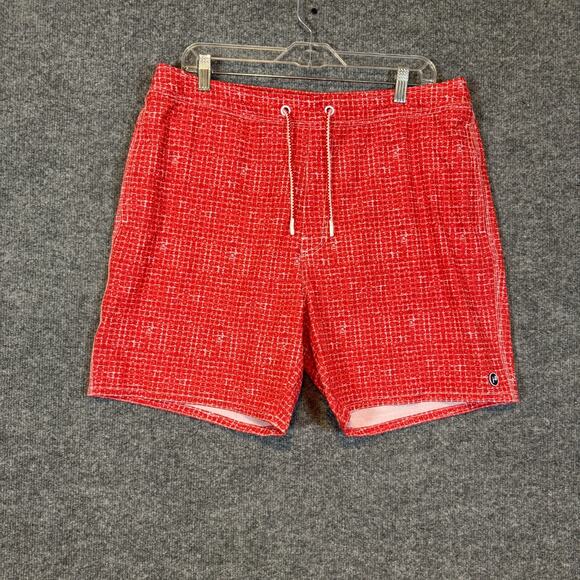 Johnnie-O Swim Trunks Mens XL Red Orange Board Shorts Performance Stretch - Picture 1 of 8